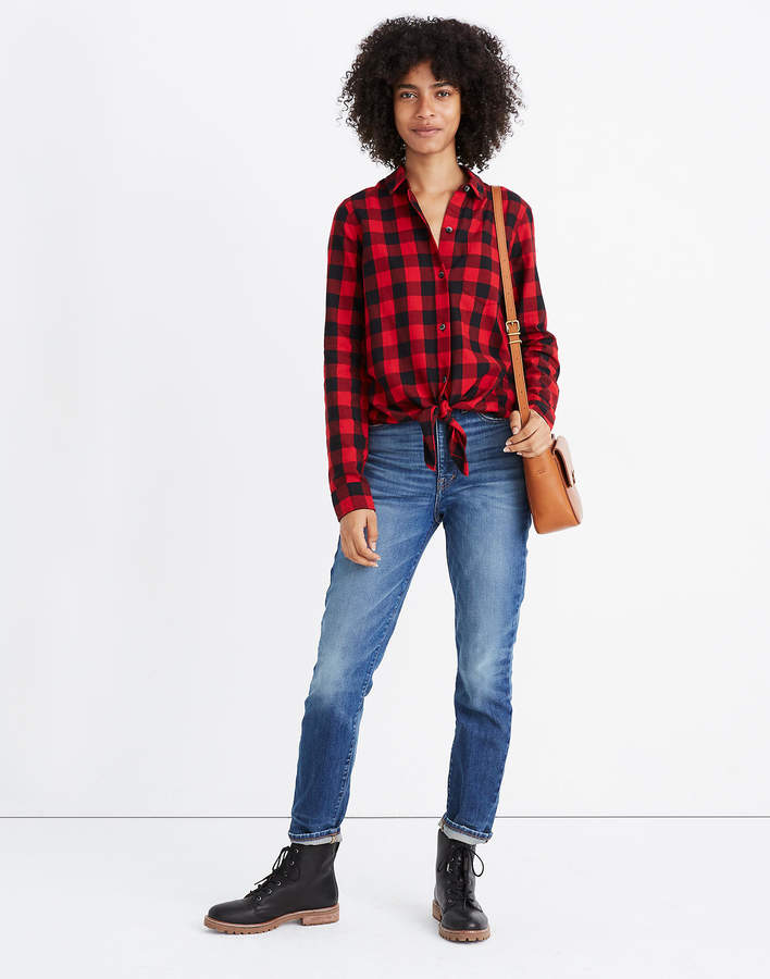 Flannel Tie Front Shirt Madewell