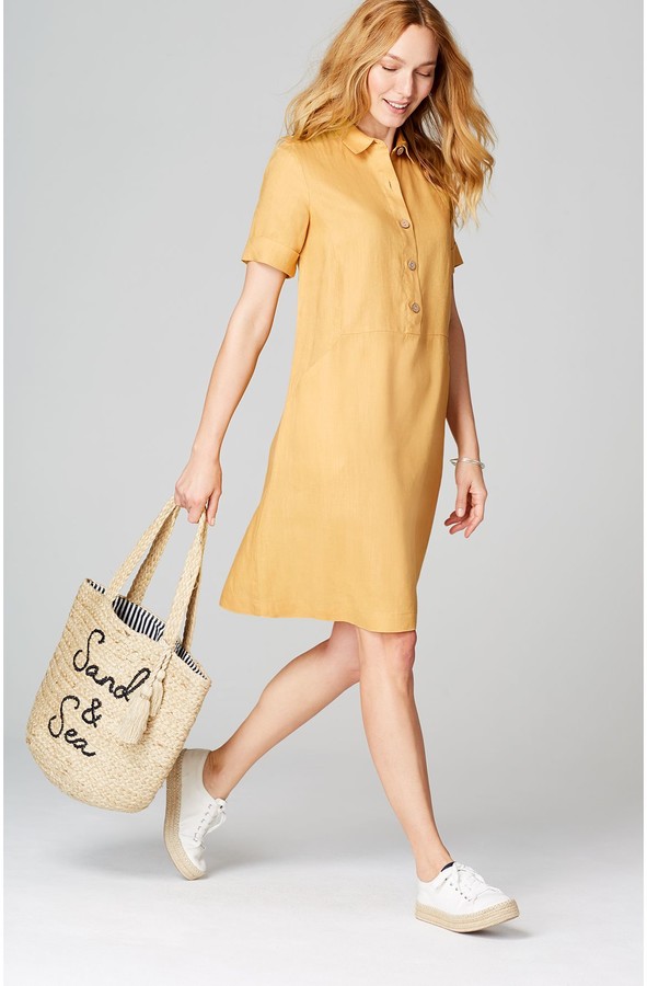 J.Jill Linen Short Sleeve A-Line Dress