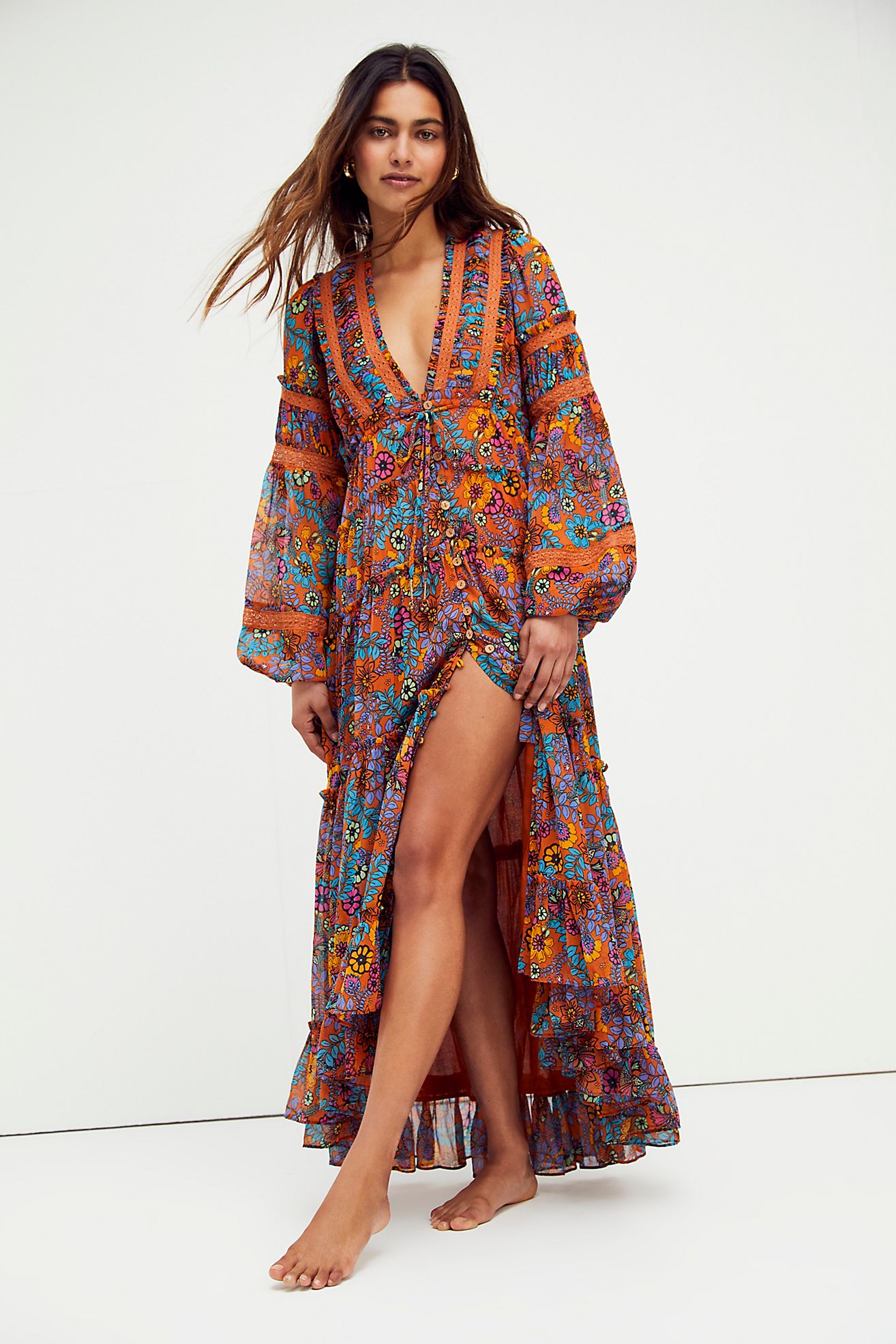 Cassis Printed Chiffon Dress Free People