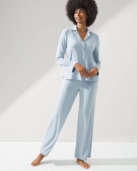 Long Sleeve Notch-Collar Pajama Set Soma