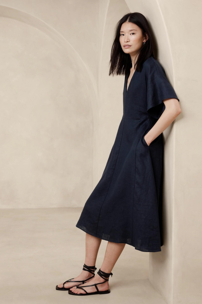 MAYA LINEN MIDI DRESS